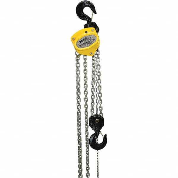 OZ Lifting Products - 10,000 Lb Capacity, 30' Lift Height, Manual Chain Hoist with Overload Protection - Eagle Tool & Supply
