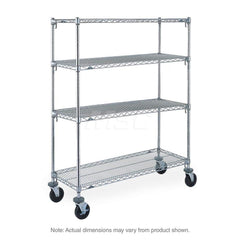 Mobile Unit Wire Shelving: 4 Shelves 36″ Wide, 21″ Deep, 67-7/8″ High