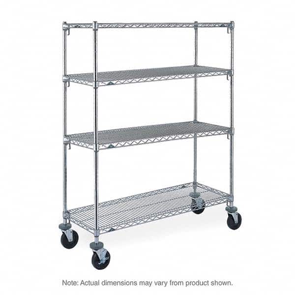 Metro - 900 Lb Capacity 4 Shelf Mobile Wire Shelving Unit - Add-On Unit - Eagle Tool & Supply