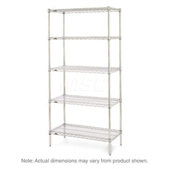 Starter Unit Wire Shelving: 5 Shelves 42″ Wide, 18″ Deep, 74″ High