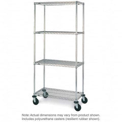 Metro - 600 Lb Capacity 4 Shelf Mobile Wire Shelving Unit - Add-On Unit - Eagle Tool & Supply