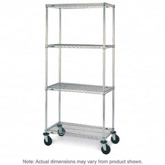 Metro - 600 Lb Capacity 4 Shelf Mobile Wire Shelving Unit - Add-On Unit - Eagle Tool & Supply