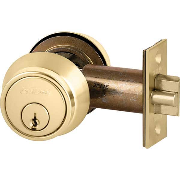 Schlage - Deadbolts Type: Deadlocking Latch Door Thickness Range: 1-1/2-1-3/4 - Eagle Tool & Supply