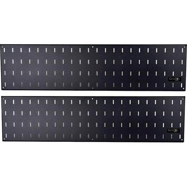 Peg Boards; Board Type: Wallmount Gridlok Panel; Number of Panels: 2; Material: Steel; Color: Black; Contents: (2) 8 x 32 in 14ga Panels; Number Of Hooks: 20