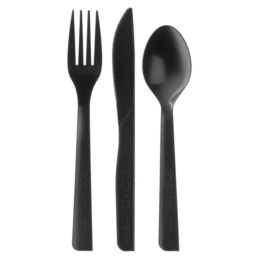 ECO PRODUCTS - Paper & Plastic Cups, Plates, Bowls & Utensils; Breakroom Accessory Type: Cutlery ; Breakroom Accessory Description: Utensils-Disposable Dining Utensil Combo ; Color: Black - Exact Industrial Supply