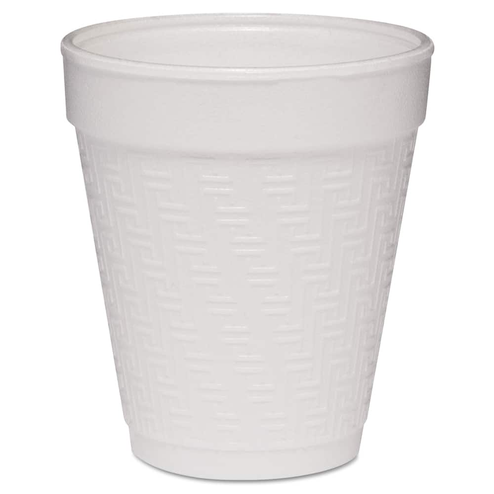 DART - Paper & Plastic Cups, Plates, Bowls & Utensils; Breakroom Accessory Type: Foam Cups ; Breakroom Accessory Description: Cups-Hot/Cold Drink; Foam ; Color: White with Greek Key Design - Exact Industrial Supply