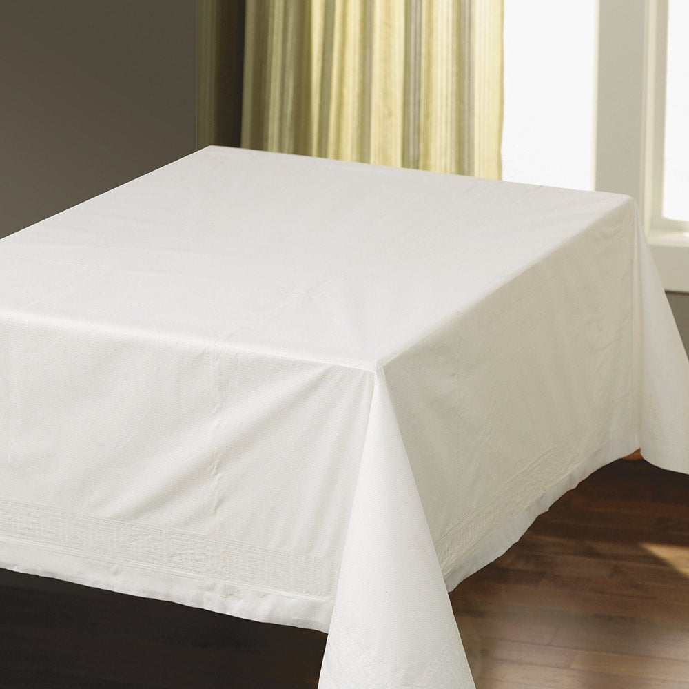 Hoffmaster - Tablecloths; Type: Table Cover ; Color: White ; Width (Inch): 82 ; Length (Inch): 82 ; Length (Feet): 6.833 ; Material: Tissue/Polyethylene - Exact Industrial Supply