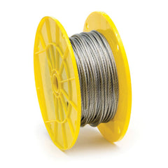 Mibro - Wire Rope & Cable; Type: Aircraft Cable ; Breaking Strength (Lb.): 850.00 ; Diameter (Inch): 3/16 ; Bare Diameter: 3/16 (Inch); Strand Type: 7 x 19 ; Head Coating: Uncoated - Exact Industrial Supply