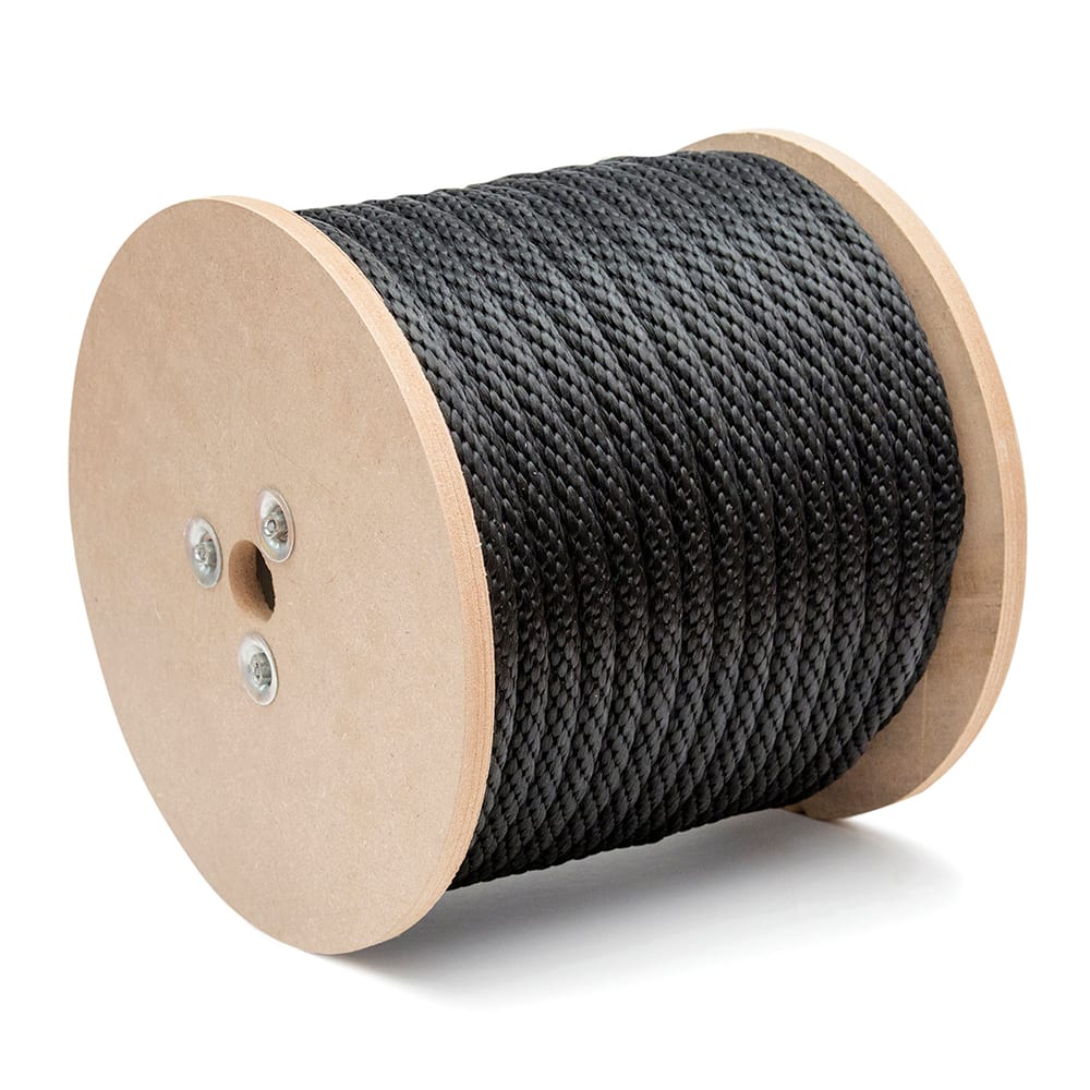 Mibro - Rope; Type: Solid Braid ; Head/Holder Diameter (Inch): 5/8 ; Material: Polypropylene ; Load Capacity (Lb.): 290.000 ; Maximum Length: 200.00 ; Color: Black - Exact Industrial Supply