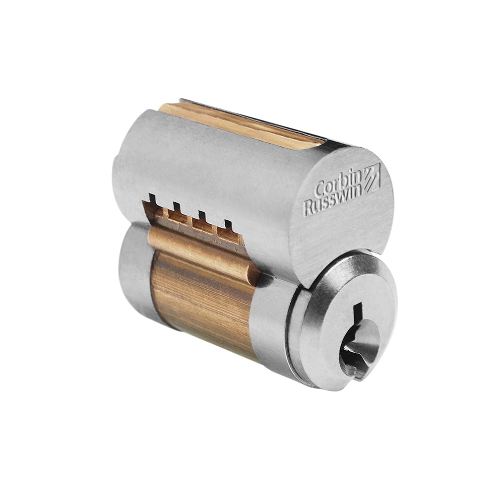 Corbin Russwin - Cylinders; Type: Removeable Core ; Keying: D1 Keyway ; Number of Pins: 6 ; Material: Brass ; Finish/Coating: Satin Chrome - Exact Industrial Supply