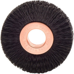2″ Small Diameter Nylon Wheel Brush, .010″ Crimped Black Fill, 1/2″ Arbor Hole - Eagle Tool & Supply