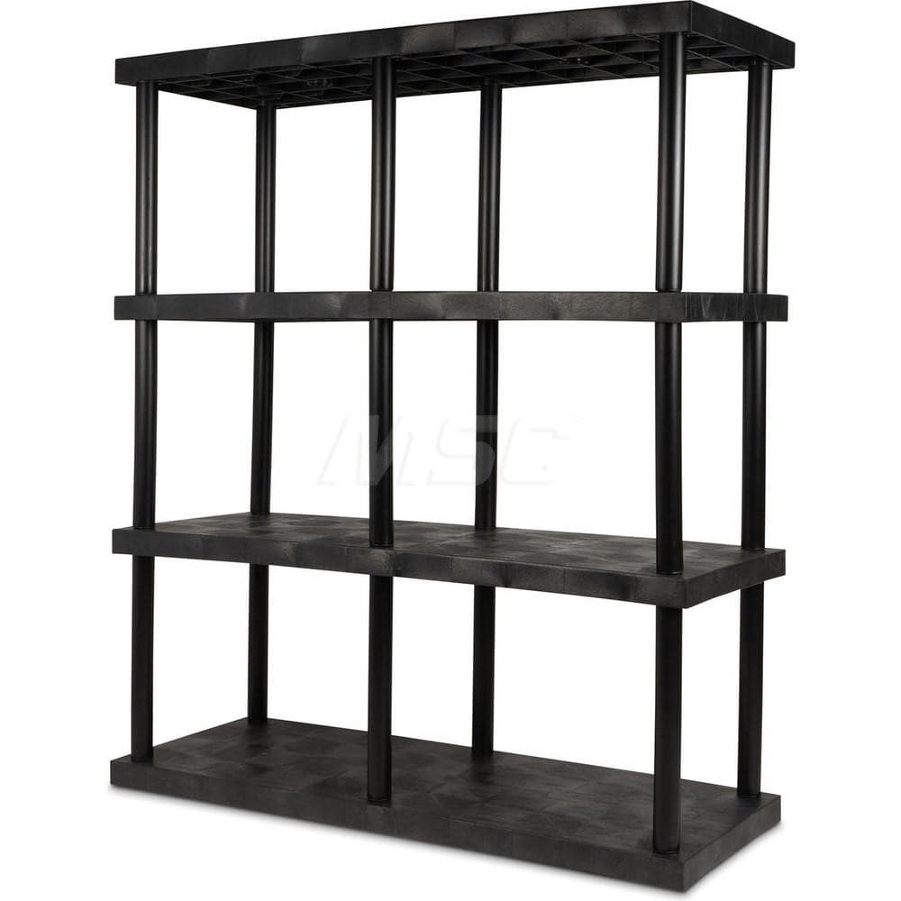 Plastic Shelving; Type: Fixed Shelving; Shelf Capacity (Lb.): 2420; Width (Inch): 24; Height (Inch): 75.000000; Number of Shelves: 4; Color: Black