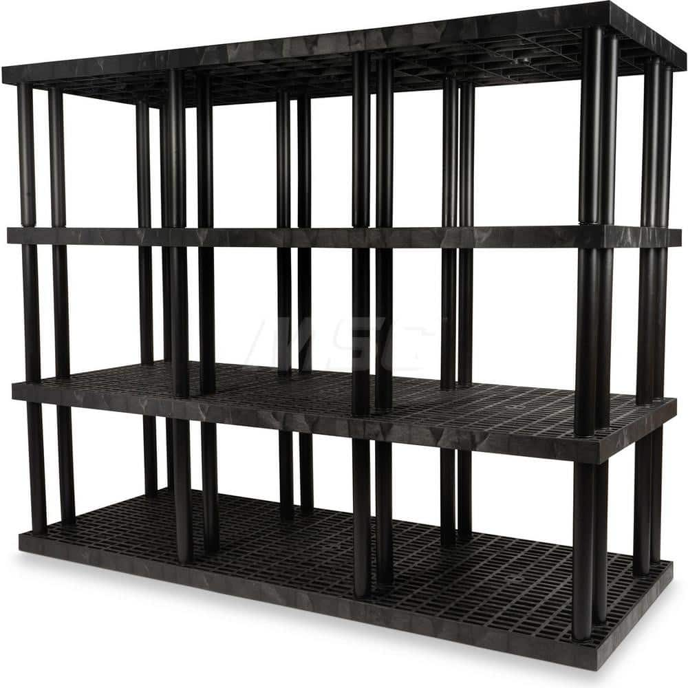 Plastic Shelving; Type: Fixed Shelving; Shelf Capacity (Lb.): 4030; Width (Inch): 36; Height (Inch): 75.000000; Number of Shelves: 4; Color: Black