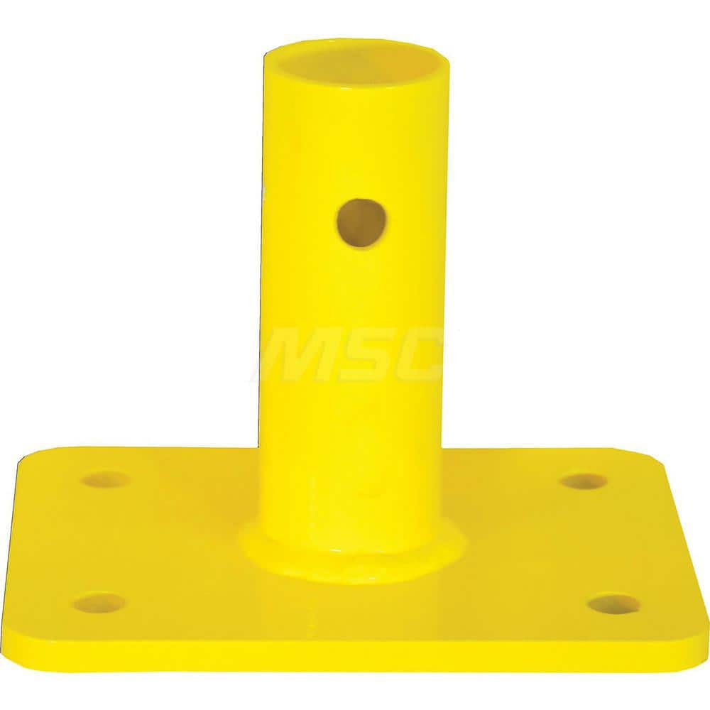 Traffic Guard Rail Mount Post: 5.75″ High, Permanent Mount, Steel, Yellow Use with RailGuard 200 Standard Rail