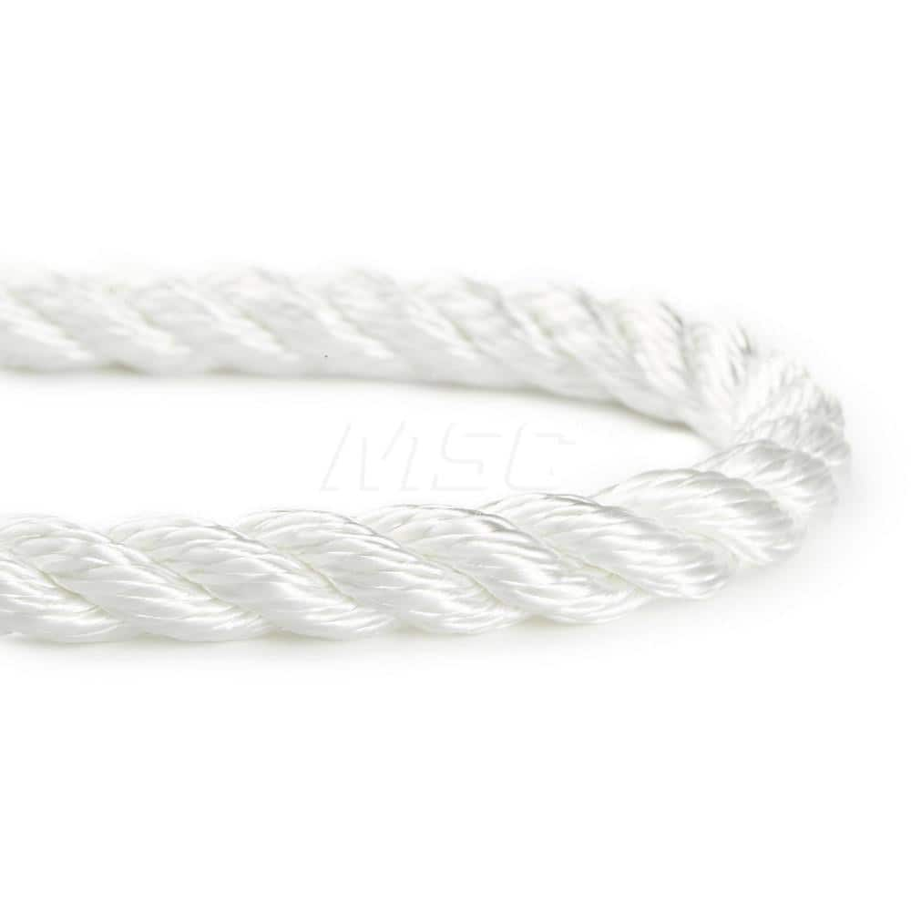 Rope; Rope Construction: 3 Strand Twisted; Material: Nylon; Work Load Limit: 60 lb; Color: White; Maximum Temperature (F) ( - 0 Decimals): 295; Breaking Strength: 7787; Application: General Purpose; Rope Strand Count: 3; Package Type: Reel; Additional Inf