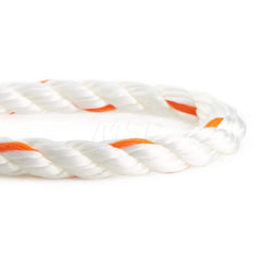 Rope; Rope Construction: 3 Strand Twisted; Material: Polyester; Polypropylene; Work Load Limit: 60 lb; Color: White; Orange; Maximum Temperature (F) ( - 0 Decimals): 330; Breaking Strength: 2566; Application: General Purpose; Rope Strand Count: 3; Package