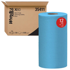 Shop Towel/Industrial Wipes: Dry & X60 Small Roll, 9.8 x 12.2″ Sheet, Blue