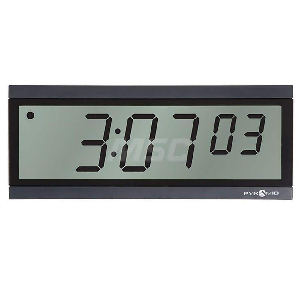 Clocks & Multi-Function Clocks; Type: Digital; Color: Black; Type: Digital; Additional Information: Includes; 2-1/2 Character, 6-Digit LCD Digital Wall Clock, Security Wall Bracket, Security Wall Bracket Key & User Guide; 7 Segment, 6-Digit; Dims.: 11-1/4