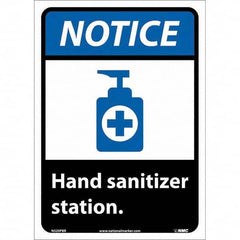 NMC - "Notice - Hand Sanitizer Station", 10" Wide x 14" High, Pressure-Sensitive Vinyl Safety Sign - Eagle Tool & Supply