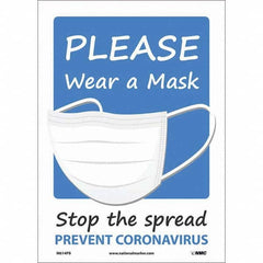 NMC - "Please Wear A Mask", 10" Wide x 14" High, Pressure-Sensitive Vinyl Safety Sign - Eagle Tool & Supply
