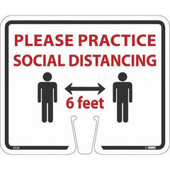NMC - "Please Practice Social Distancing", 12-5/8" Wide x 10-3/8" High, Rigid Plastic Safety Sign - Eagle Tool & Supply