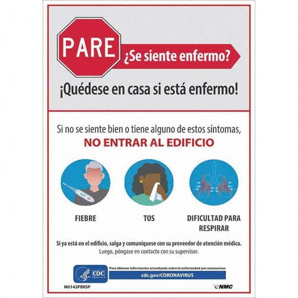 NMC - "COVID-19 - Stay Home When You Are Sick", 10" Wide x 14" High, Pressure-Sensitive Vinyl Safety Sign - Eagle Tool & Supply