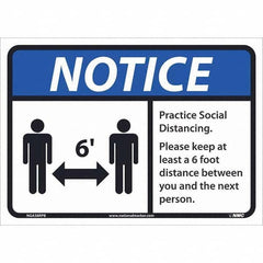 NMC - "Notice - Practice Social Distancing", 14" Wide x 10" High, Pressure-Sensitive Vinyl Safety Sign - Eagle Tool & Supply
