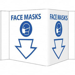 NMC - "Face Masks", 12" Wide x 6" High, Vinyl Safety Sign - Eagle Tool & Supply