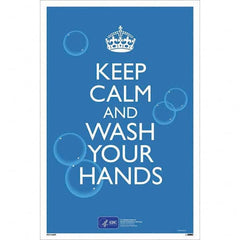 NMC - "COVID-19 - Keep Calm And Wash Your Hands", 12" Wide x 18" High, Paper Safety Sign - Eagle Tool & Supply
