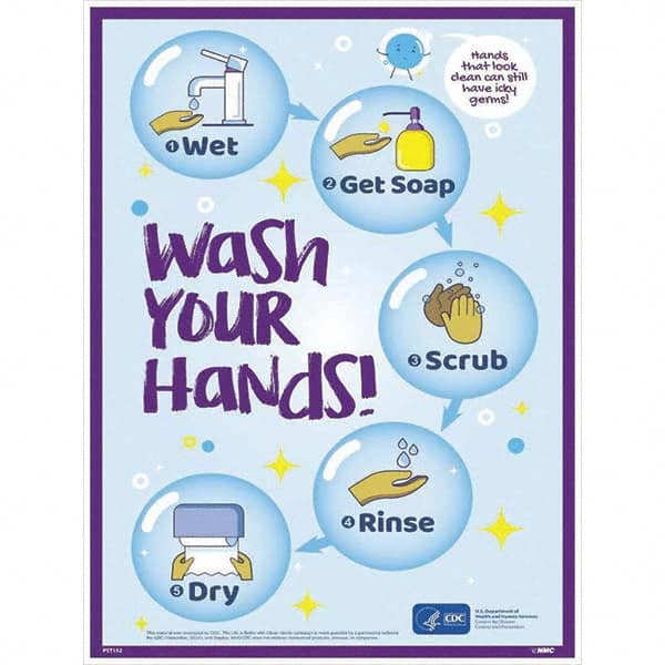 NMC - "COVID-19 - Wash Your Hands", 18" Wide x 24" High, Paper Safety Sign - Eagle Tool & Supply