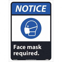 NMC - "Notice - Face Mask Required", 10" Wide x 14" High, Pressure-Sensitive Vinyl Safety Sign - Eagle Tool & Supply
