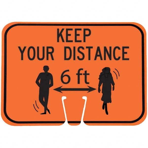 PRO-SAFE - "Notice - Keep Your Distance 6'", 12-1/2" Wide x 10-1/2" High, ABS Safety Sign - Eagle Tool & Supply