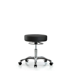 Lab Stool: Vinyl, 25″ Seat Width, 25″ Seat Depth Round Height