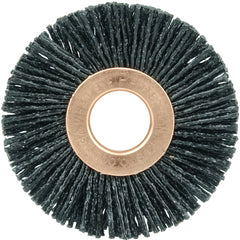 2″ Diameter - Small Diameter Wheel Brush - 0.055″/80 Grit - 1/2″ Arbor - Eagle Tool & Supply