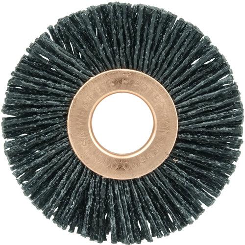 2″ Diameter - Small Diameter Wheel Brush - 0.035″/80 Grit - 1/2″ Arbor - Eagle Tool & Supply