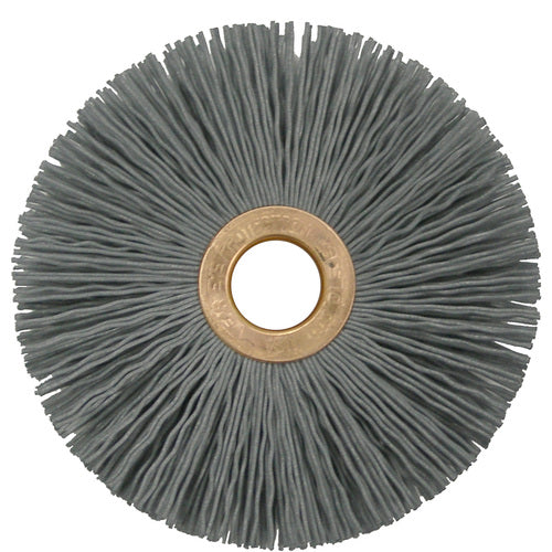 3″ Small Diameter Nylox Wheel Brush, .022/320SC Crimped Fill, 1/2″ Arbor Hole - Eagle Tool & Supply