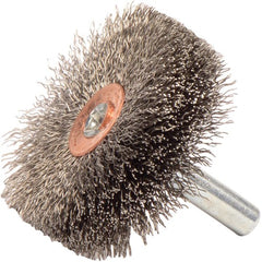 1-3/4″ Stem-Mounted Crimped Wire Wheel, .008″ Stainless Steel Fill, 1/4″ Stem - Eagle Tool & Supply