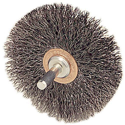 2-1/2″ Stem-Mounted Crimped Wire Wheel, .006″ Steel Fill, 1/4″ Stem - Eagle Tool & Supply