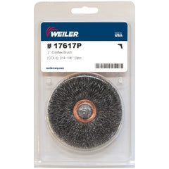 3″ Stem-Mounted Crimped Wire Wheel, .014″ Steel Fill, 1/4″ Stem, Retail Pack - Eagle Tool & Supply
