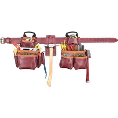 Tool Aprons & Tool Belts; Tool Type: Tool Rig; Minimum Waist Size: 40; Maximum Waist Size: 52; Material: Leather; Number of Pockets: 18.000; Color: Brown; Minimum Order Quantity: Leather; Tool Style: Tool Rig; Minimum Waist Size: 40