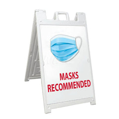 Security & Admittance Sign: ″MASK RECOMMENDED″ Plastic, Free Standing, 45″ High