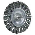 4" - Diameter Stem-Mounted Knot Wire Wheel; .014" - Diameter Steel Fill; 1/4" Stem - Eagle Tool & Supply