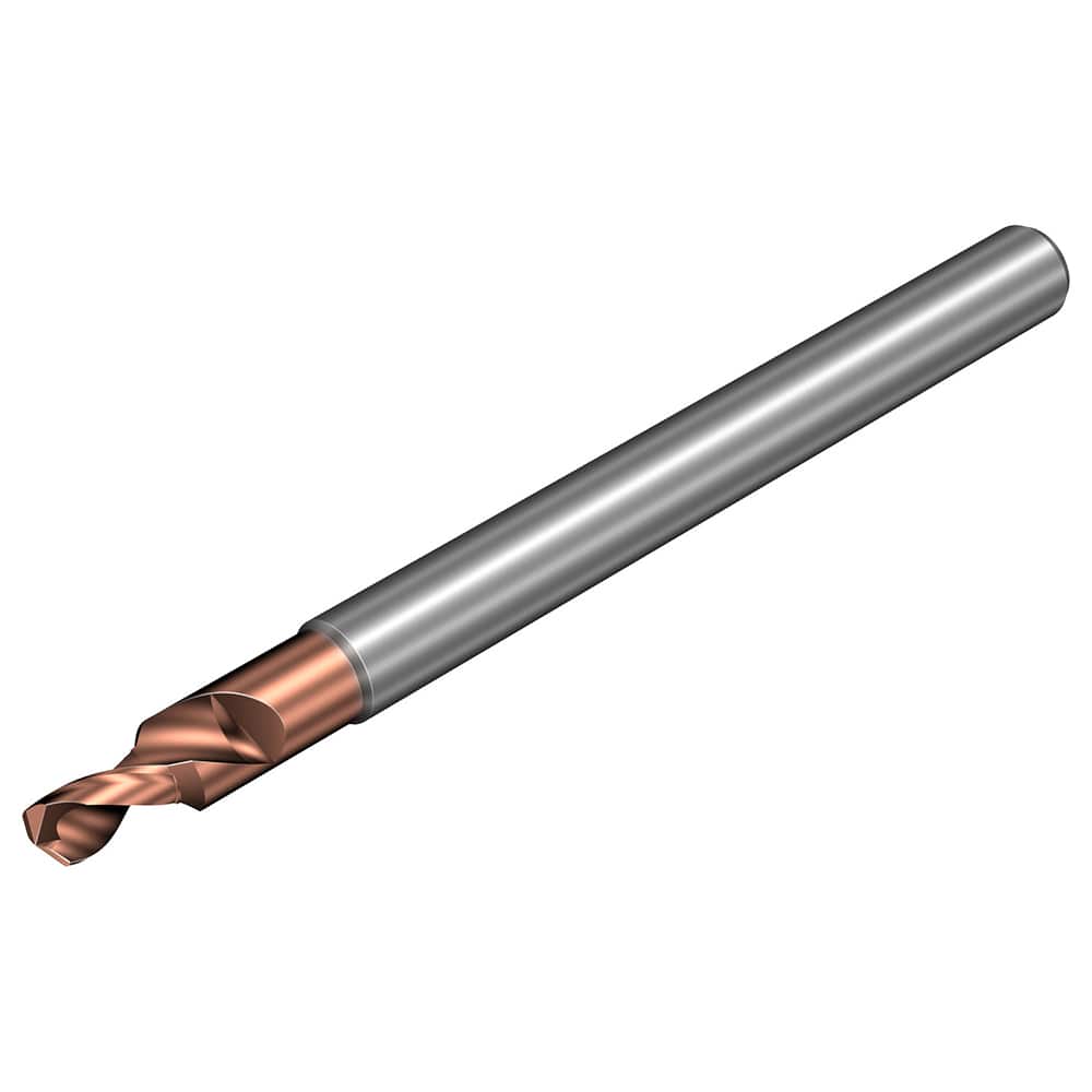 Micro Drill Bit: 0.0177″ Dia, 140 °, Solid Carbide TiALN Lite Finish, 1.9685″ OAL, RH Cut, Spiral Flute, Straight-Cylindrical Shank, Series CoroDrill 862