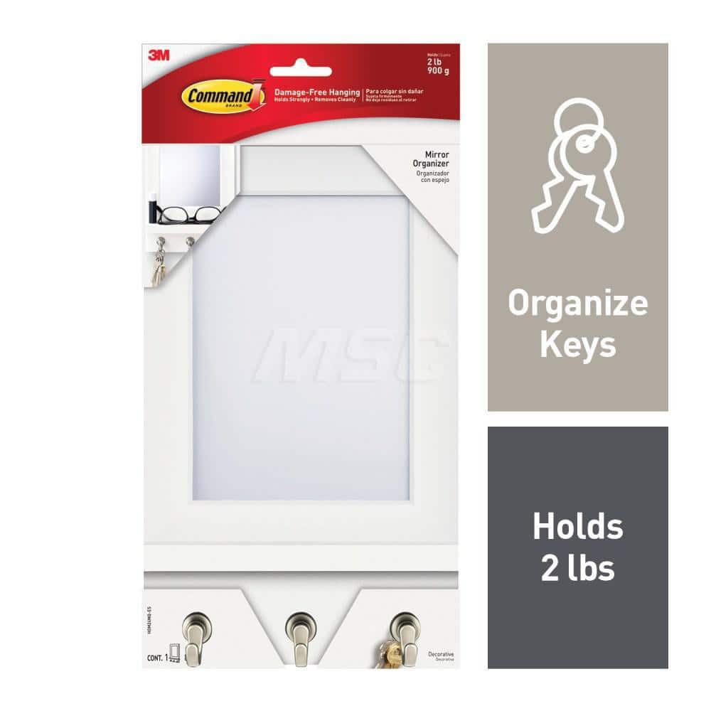 Coat Racks, Hooks & Shelving; Type: Key Hook; Mirror; Number of Hooks: 3; Color: White; Length (Inch): 6.8; Type: Key Hook; Mirror