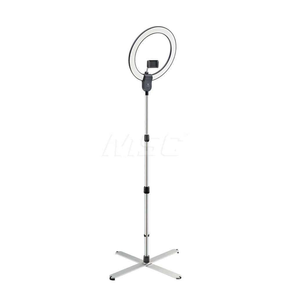 Task Light: LED, Ball Joint & Gooseneck Arm, Free Standing, Silver 24V, 23 Watts