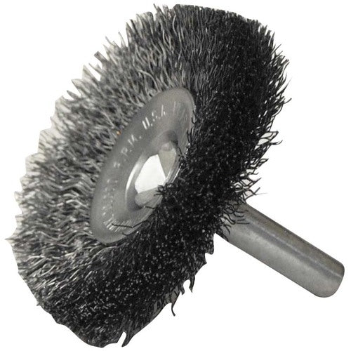 2″ Stem-Mounted Concave Crimped Wire Wheel, .008″ Steel Fill, 1/4″ Stem - Eagle Tool & Supply