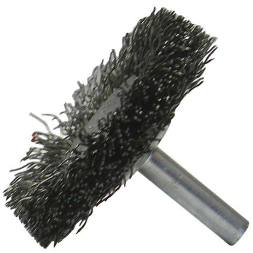 3″ Stem-Mounted Concave Crimped Wire Wheel, .014″ Steel Fill, 1/4″ Stem - Eagle Tool & Supply