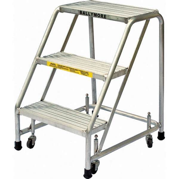 Ballymore - Rolling & Wall Mounted Ladders & Platforms Type: Rolling Style: Spring Loaded Rolling Safety Ladder - Eagle Tool & Supply
