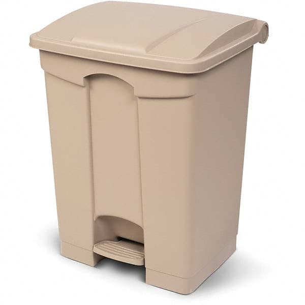 Biohazardous & Step-Open Trash Cans; Label: Unlabeled Trash Can; Container Capacity: 18 gal (US); Capacity (Gal.): 18; Container Shape: Rectangle; Shape: Rectangular; Rectangle; Overall Diameter: 15.35 in; Overall Height: 26.77 in; Color: Beige; Width/Dia