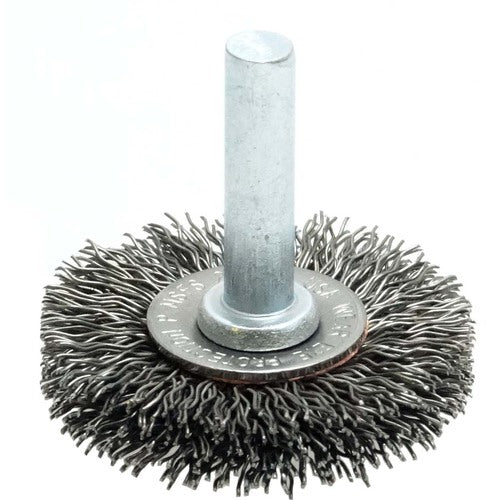 1-1/2″ Stem-Mounted Crimped Wire Radial Wheel, .014″ Steel Fill, 1/4″ Stem - Eagle Tool & Supply